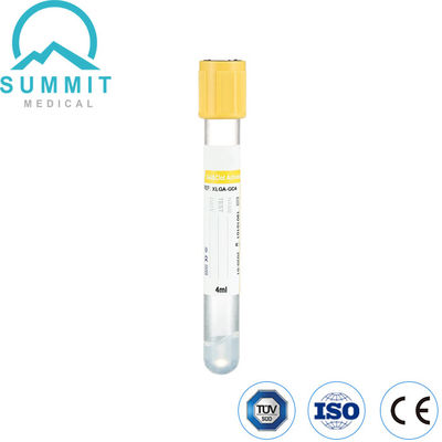 4ml 혈액 수집을 위한 노란 톱 젤 및 응고 활성화 튜브