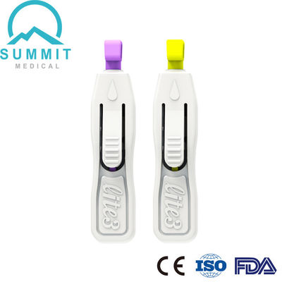 혁신적인 품질 버튼 작동 안전 혈액 랜싯 26G 28G 깊이 1.8mm