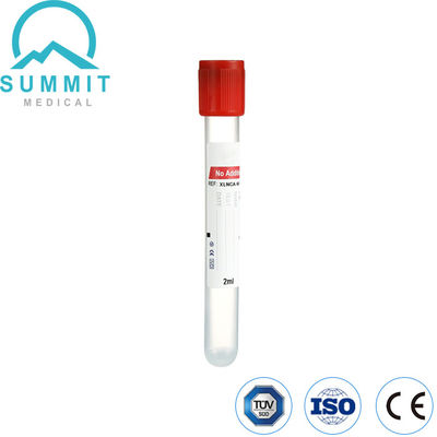일회용 레드 톱 비 첨가물 평면 진공 혈액 수집 튜브 2ml