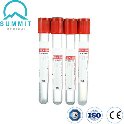 일회용 레드 톱 비 첨가물 평면 진공 혈액 수집 튜브 2ml