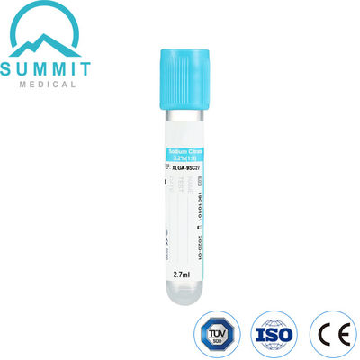 2.7ml 나트륨 시트레이트 튜브, 밝은 파란색 톱, 3.2% 나트륨 시트레이트 첨가물